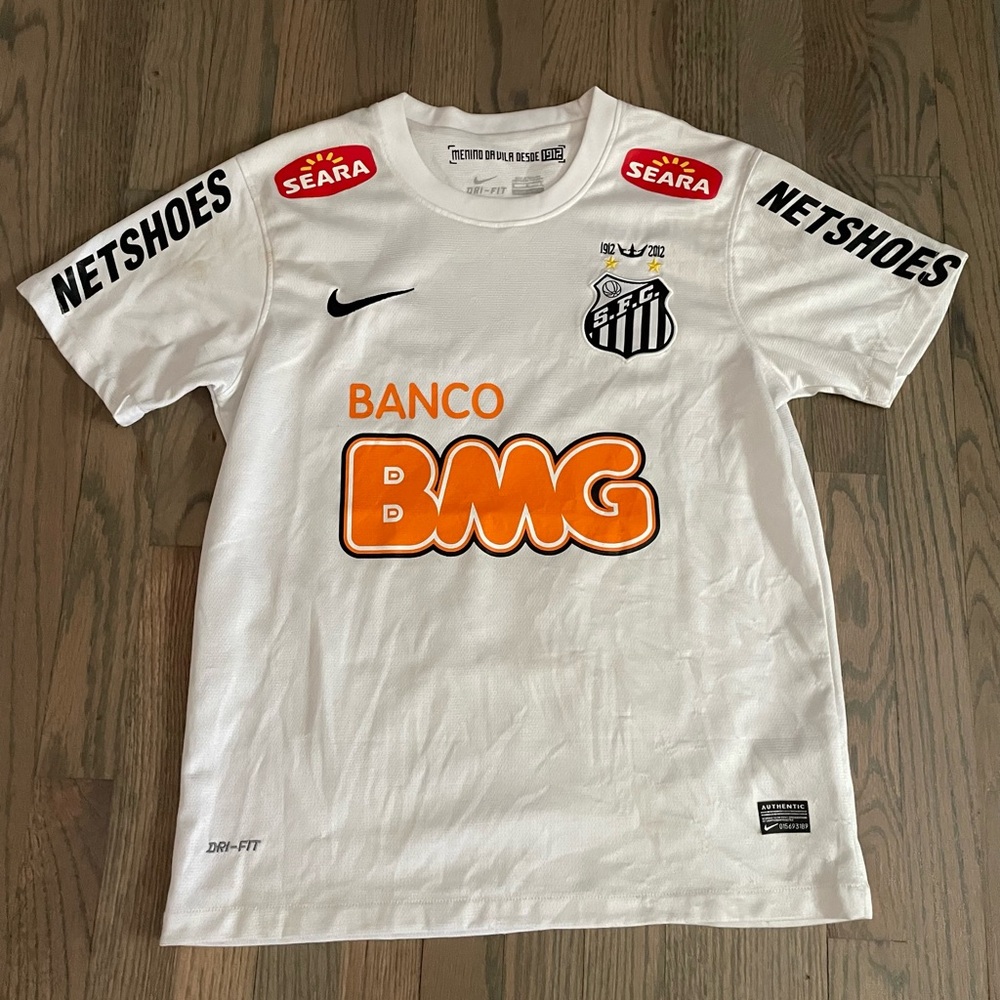Nike Kids White Santos FC Soccer Jersey with Orange Accents